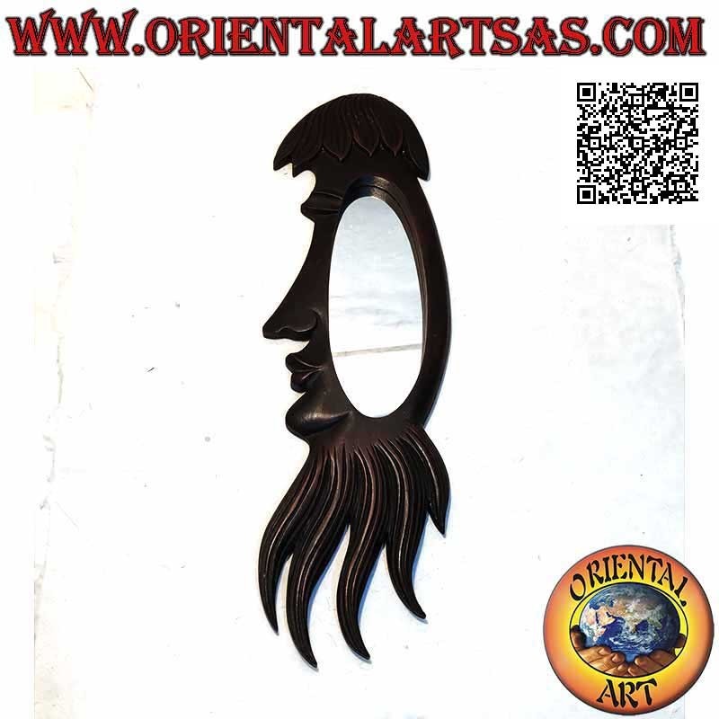 Miroir mural, profil d'un aborigène fini à la main en MDF couleur acajou