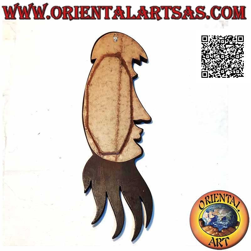 Espejo de pared, perfil aborigen acabado a mano en MDF color caoba