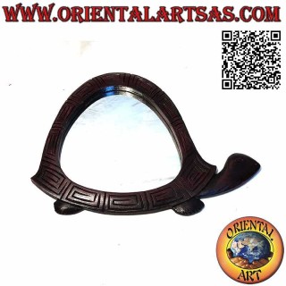 Wall mirror, the turtle finished by hand in mahogany colored MDF