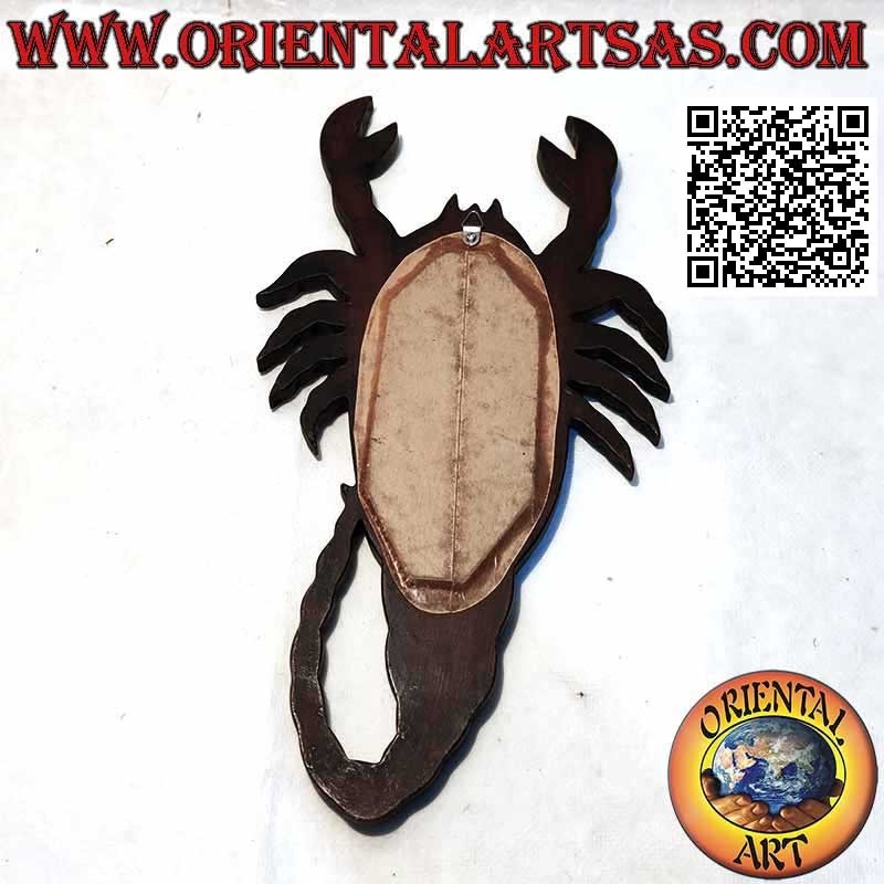 Specchio da parete, lo scorpione rifinito a mano in MDF color mogano
