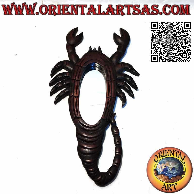 Wall mirror, the scorpion finished by hand in mahogany MDF