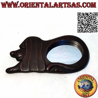 Espejo de pared, el perro sentado acabado a mano en MDF color caoba