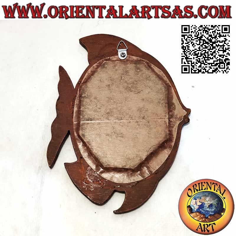 Wall mirror, the fish finished by hand in mahogany colored MDF