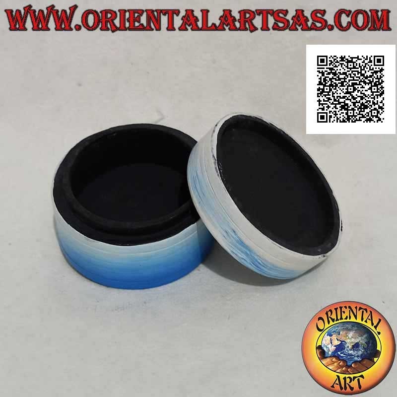 Hand-painted cylindrical jewelry box in Sahara style in balsa wood (small)