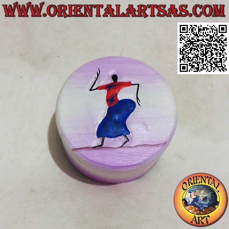 Joyero cilíndrico estilo Sahara pintado a mano en madera de balsa (mediano)