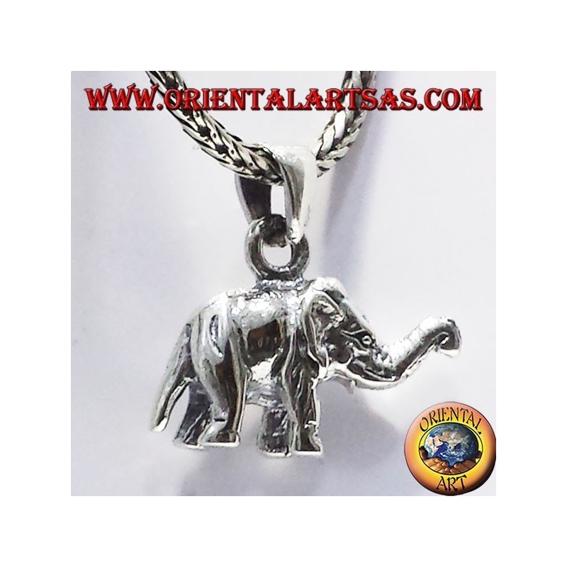 Ciondolo Elefante tridimensionale in argento