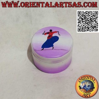 Joyero cilíndrico estilo Sahara pintado a mano en madera de balsa (grande)