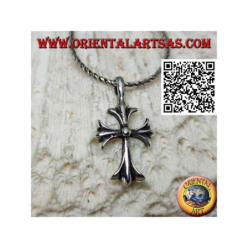Silver pendant, Latin cross with three terminal points