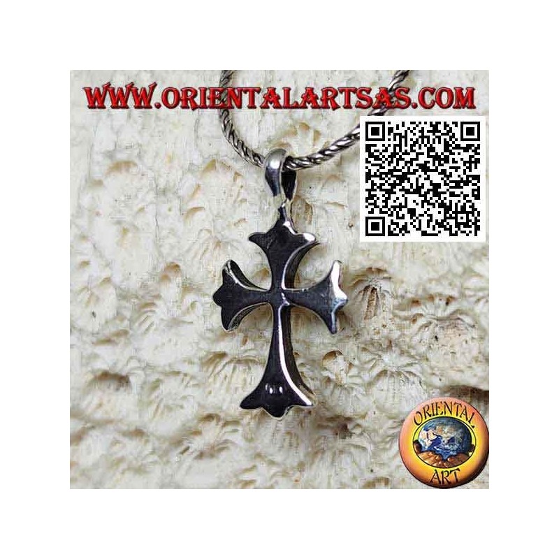 Silver pendant, Latin cross with three terminal points