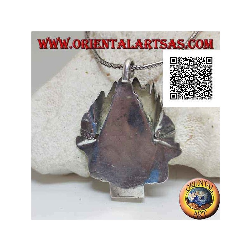 Colgante de plata, cabeza de Buda tailandés con corona de coral natural