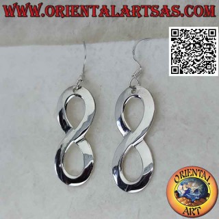 Silver earrings with a large and smooth infinity symbol pendant