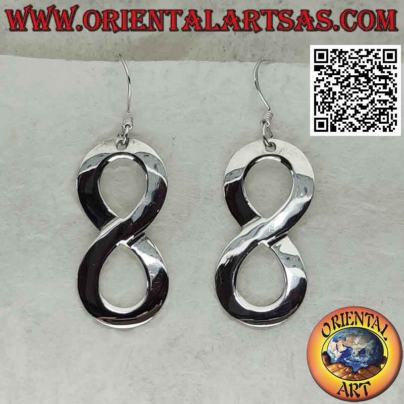 Silver earrings with a large and smooth infinity symbol pendant