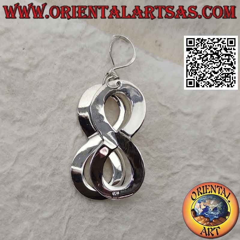 Pendientes de plata con colgante grande y liso con símbolo de infinito