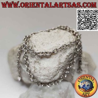 925 ‰ Silberkette mit 41 cm x 3 mm senkrechten glatten runden Ringen