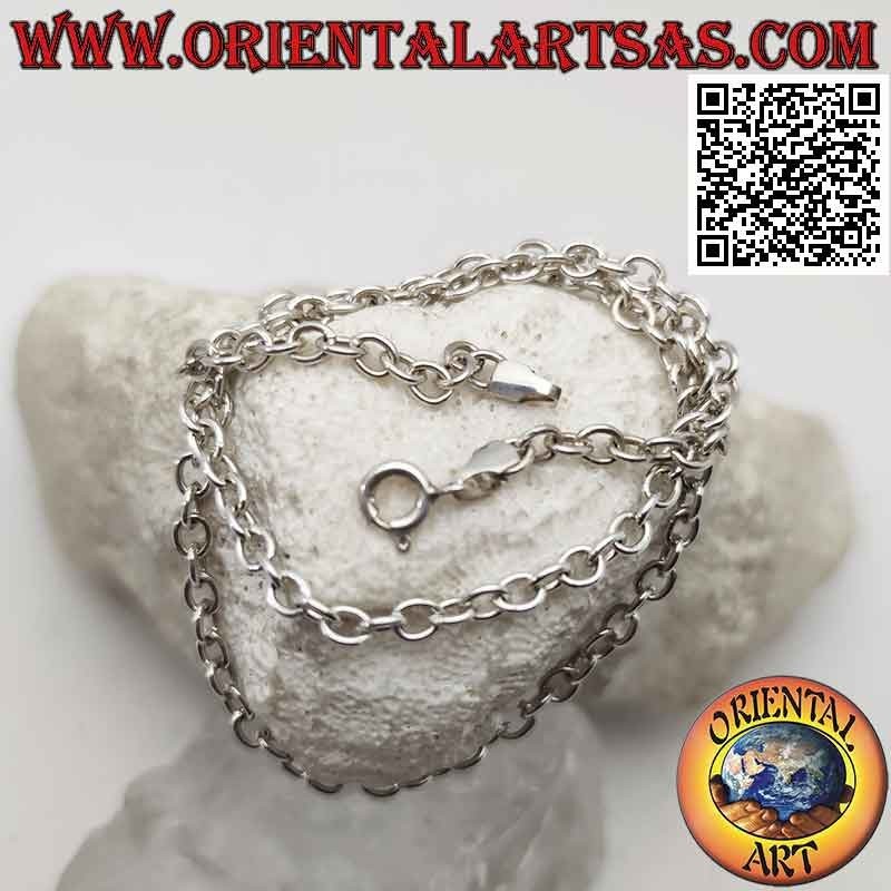 Collana in argento 925 ‰ ad anelli tondi lisci perpendicolari da 41 cm x 3 mm