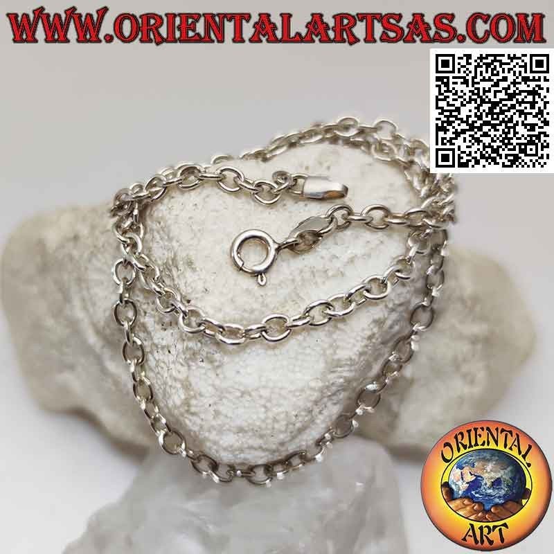 Collier en argent 925 ‰ avec anneaux ronds lisses perpendiculaires de 41 cm x 3 mm