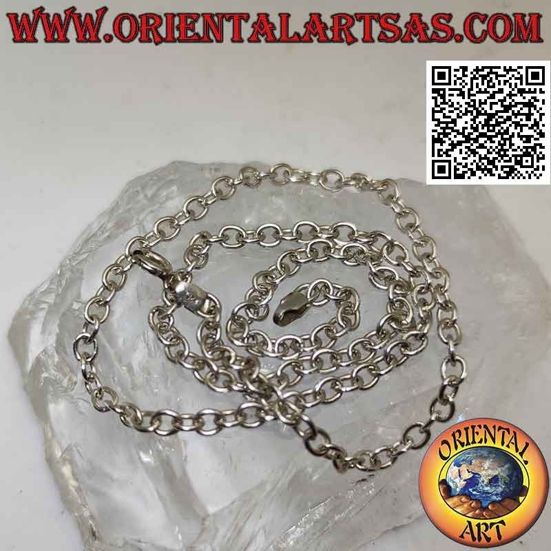 Collar de plata 925 ‰ con anillas redondas lisas perpendiculares de 41 cm x 3 mm