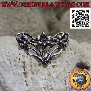 Broche de plata 925 ‰ con decoración floral con tres flores