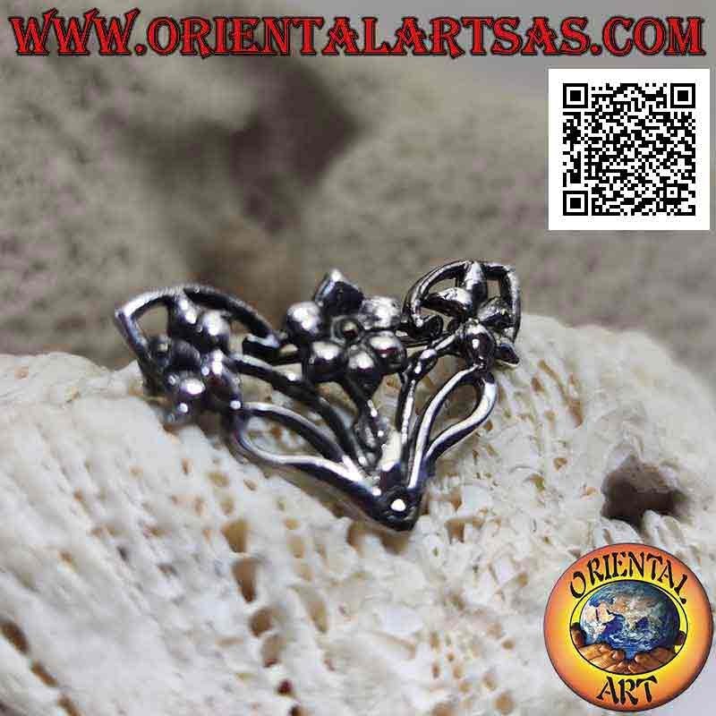 Broche en argent 925 ‰ décoration florale avec trois fleurs