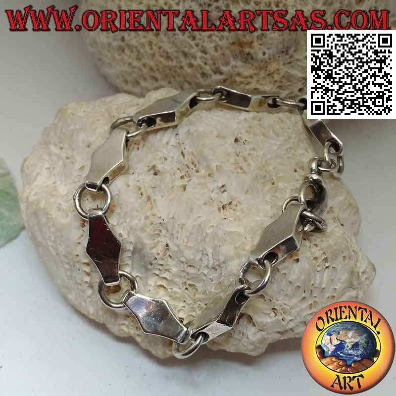 Bracciale Argento Catena Rombi 3D, Anelli Alternati | Oriental Art
