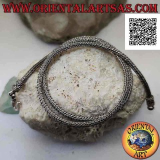 Collier chaîne serpent indonésien en argent 925 ‰ et fermoir serpentin 50,5 cm x 3 mm