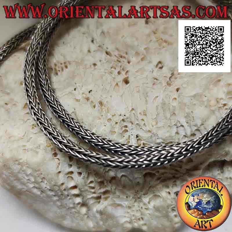 Indonesian snake chain necklace in 925 ‰ silver and 50.5 cm x 3 mm serpentine clasp