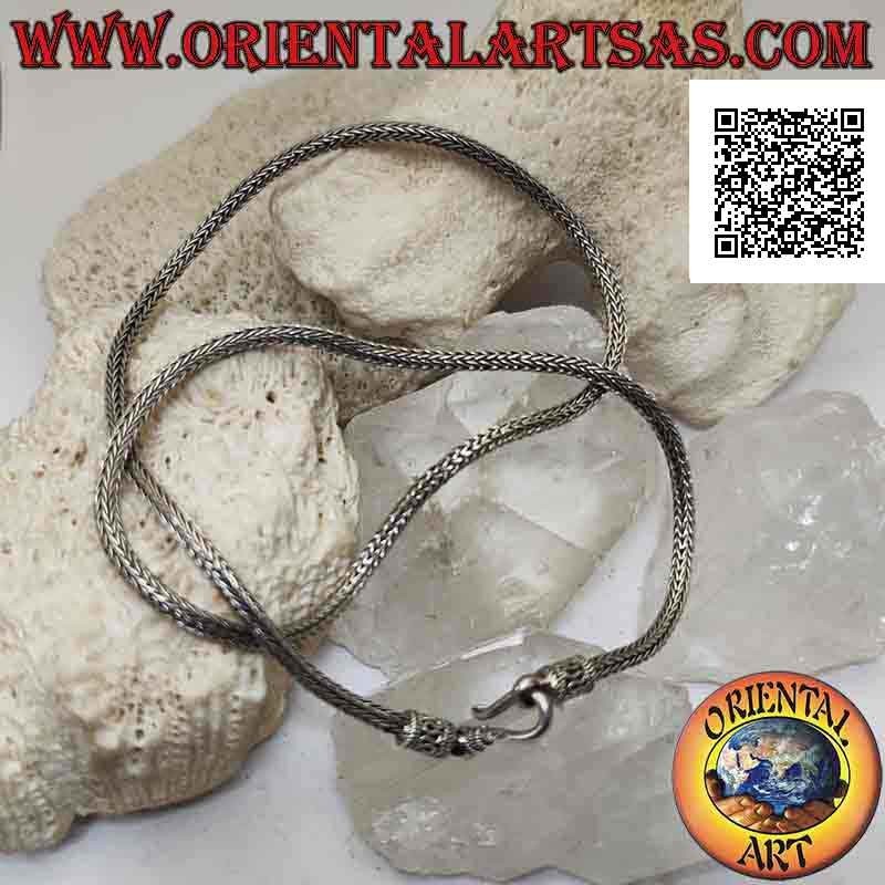 Indonesian snake link necklace in 925 ‰ silver and 50 cm x 2.8 mm serpentine clasp