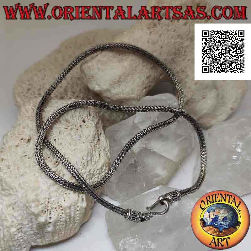 Collana in argento 925 ‰ a maglia snake indonesiano e chiusura con serpentina da 50 cm x 2,8 mm