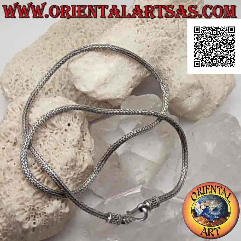 Indonesian snake link necklace in 925 ‰ silver and 50 cm x 2.8 mm serpentine clasp