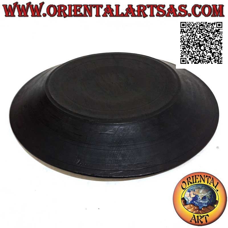 Lombok rundes Tablett Valet Tablett aus Mahagoniholz ​​und gebogenen Perlmutt-Inlays 35 cm ø