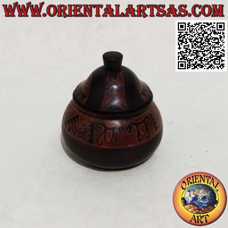 Caja de joyería tribal grande de caoba Lombok pintada a mano (marrón, grande)