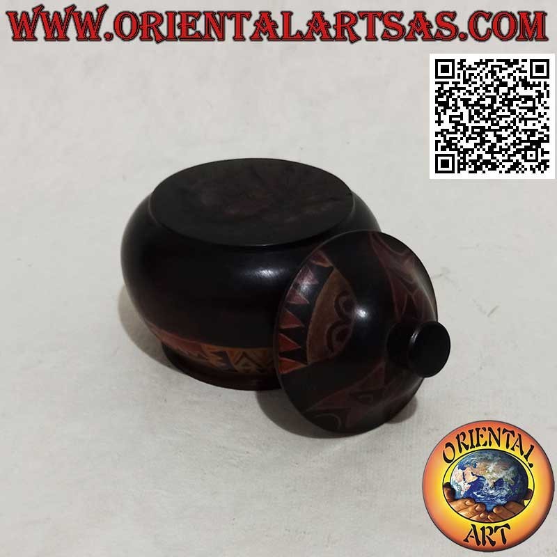 Caja de joyería tribal grande de caoba Lombok pintada a mano (marrón, grande)