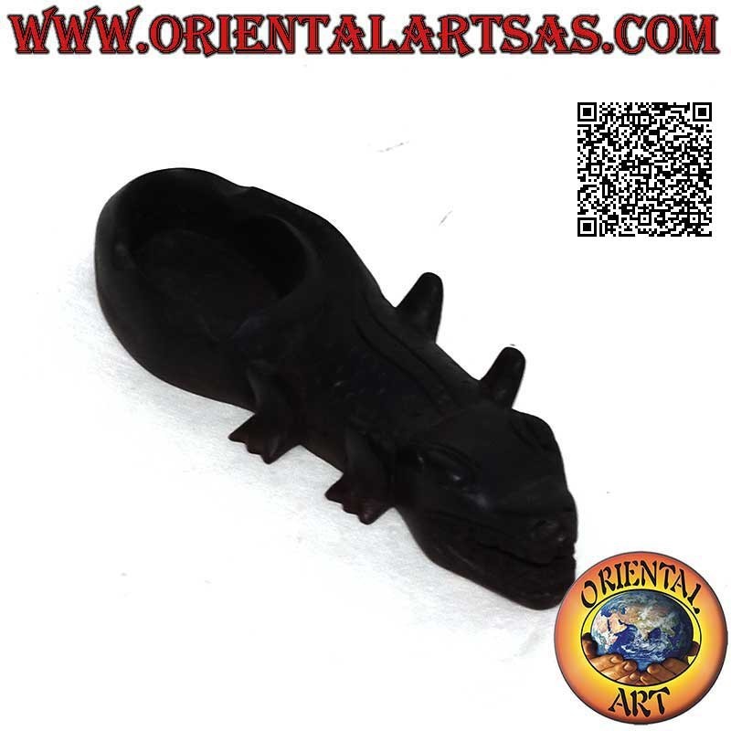 Aschenbecher in Form eines Reptils (Komodo-Drache) aus dunklem Mahagoniholz ​​(Tasse links)