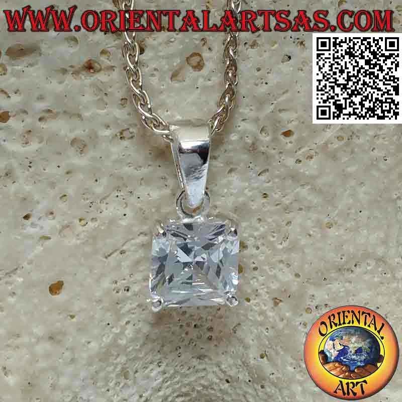 Silver pendant with light point of square zircon set