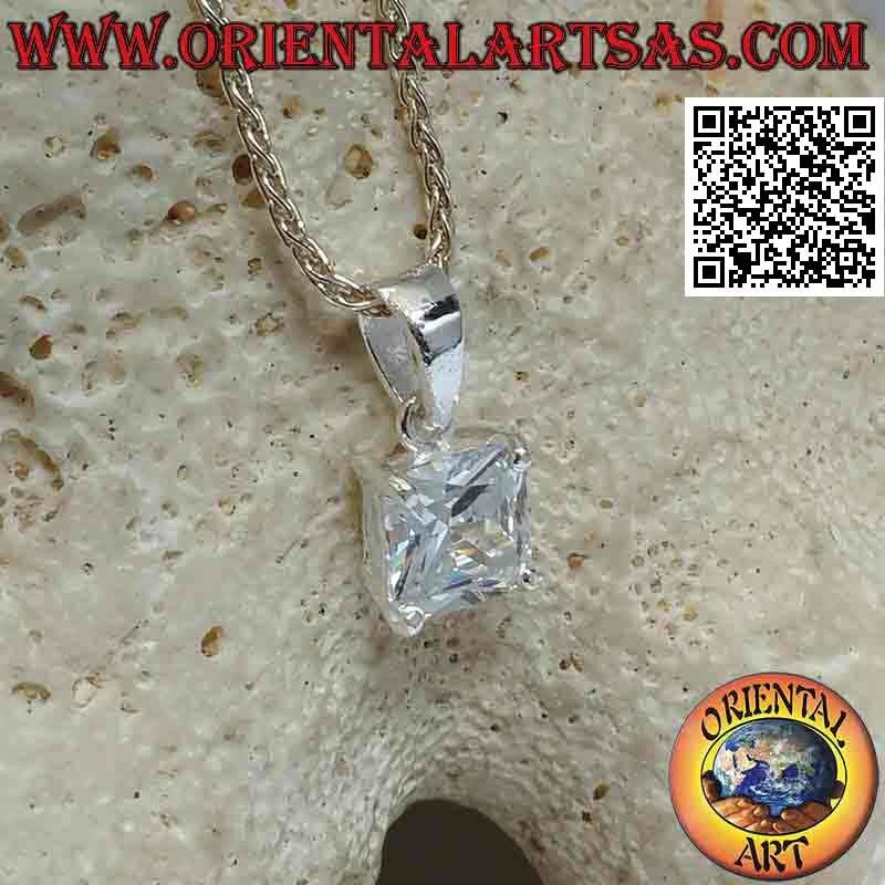 Silver pendant with light point of square zircon set
