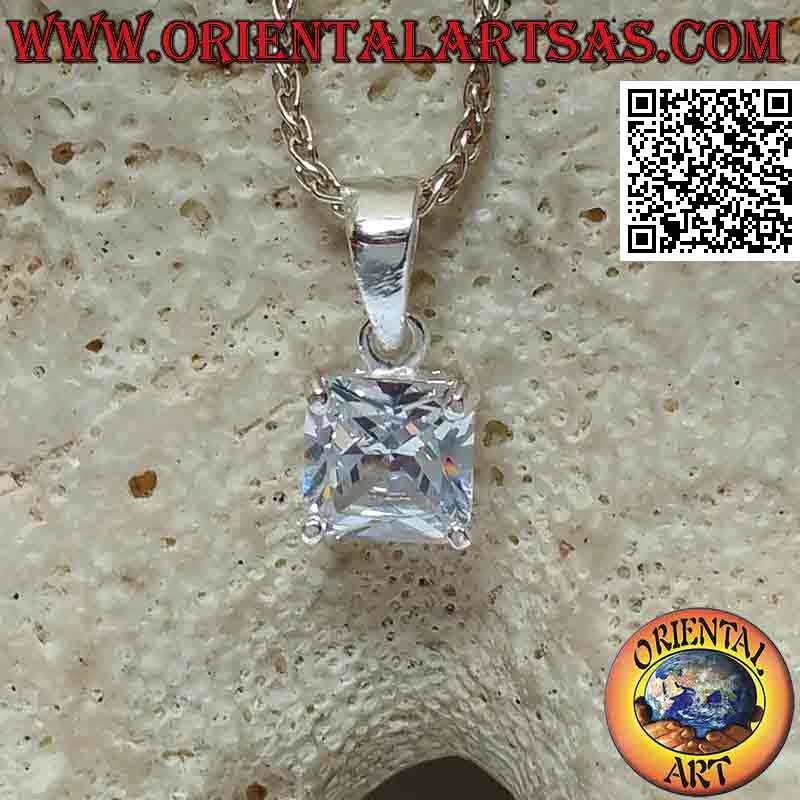 Silver pendant with light point of square zircon set