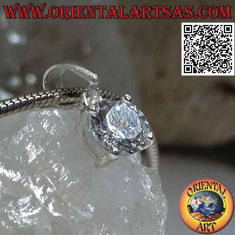 Silver pendant with light point of round zircon set