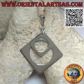 Silver pendant, pair of smooth perforated squares of different sizes