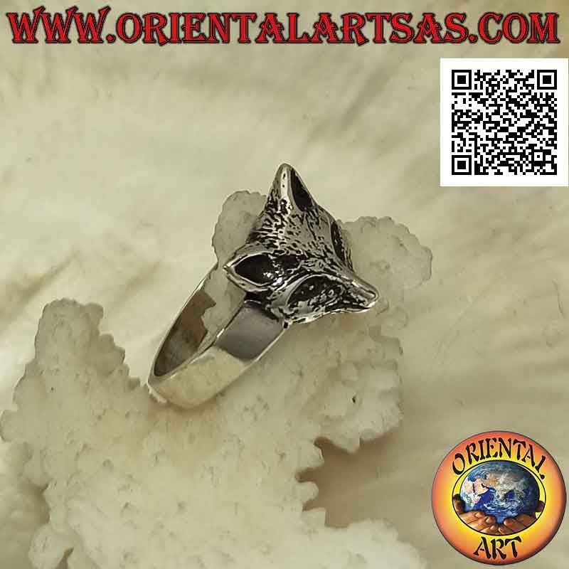 Bague en argent avec petite tête de renard