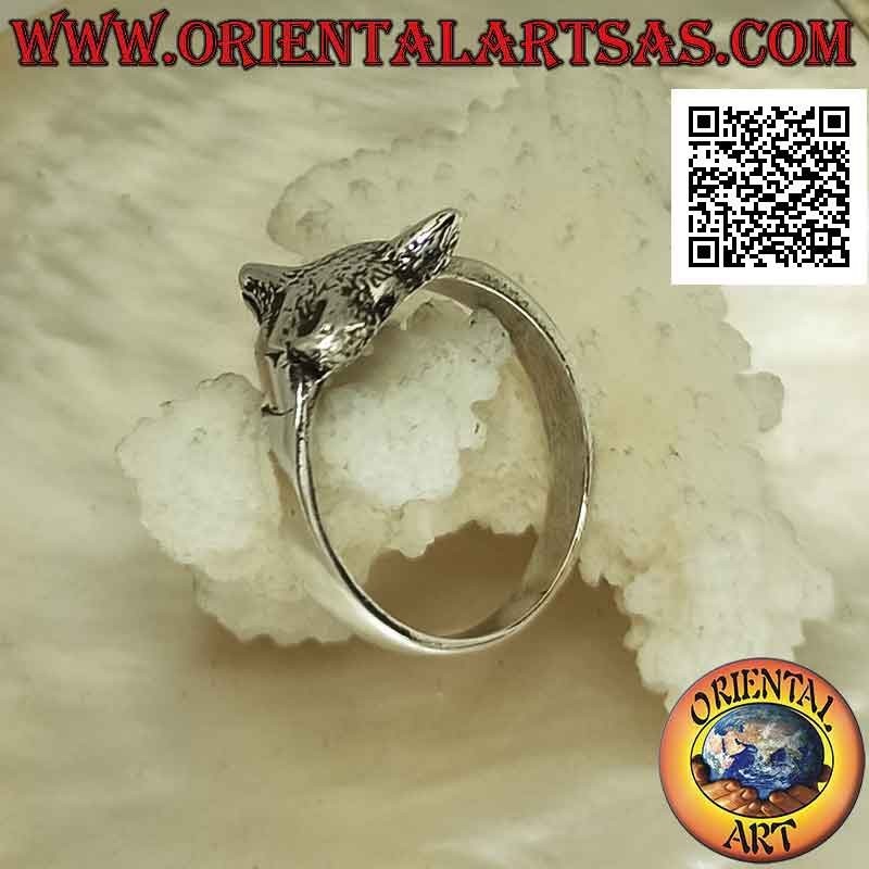 Silver ring with small fox head