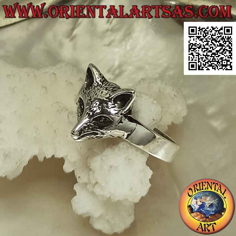 Anillo de plata con pequeña cabeza de zorro