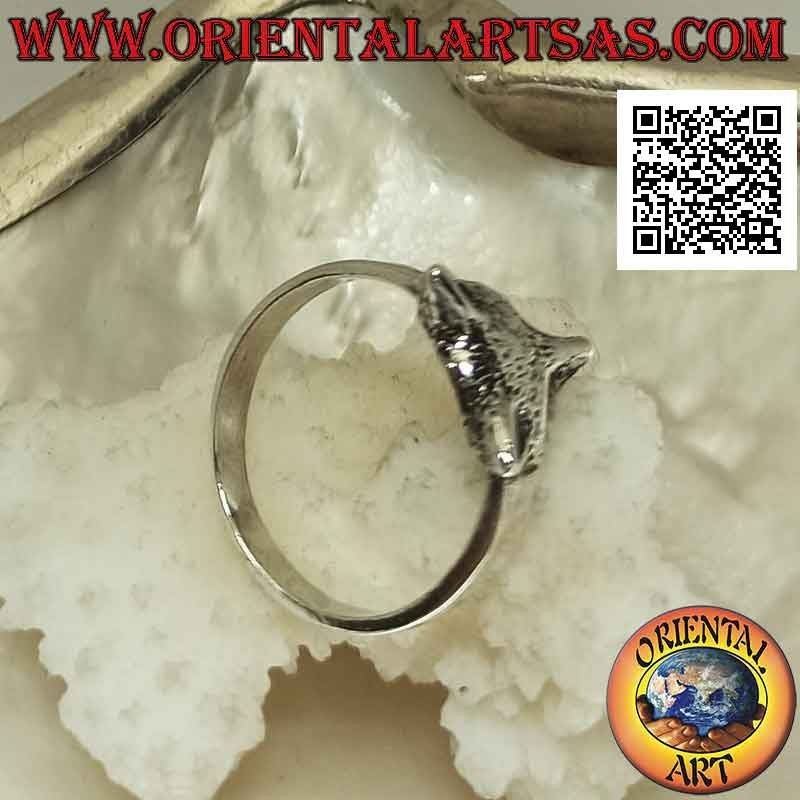 Anello in argento con testa di volpe piccola