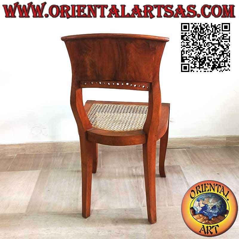 Baroque Italy style chair in teak wood and Vienna straw seat