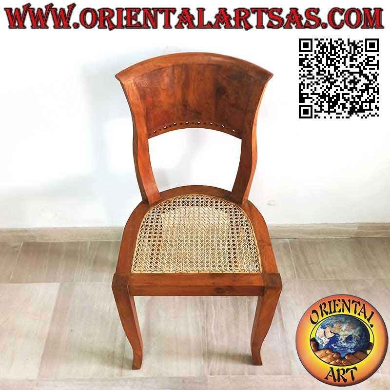 Baroque Italy style chair in teak wood and Vienna straw seat