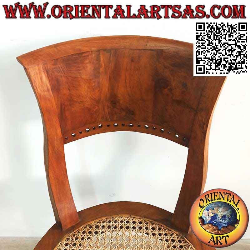 Sedia in stile Italy barocco in legno di teak e seduta in paglia di Vienna