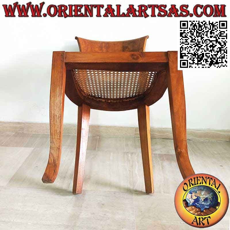 Chaise de style baroque Italie en bois de teck et assise en paille de Vienne