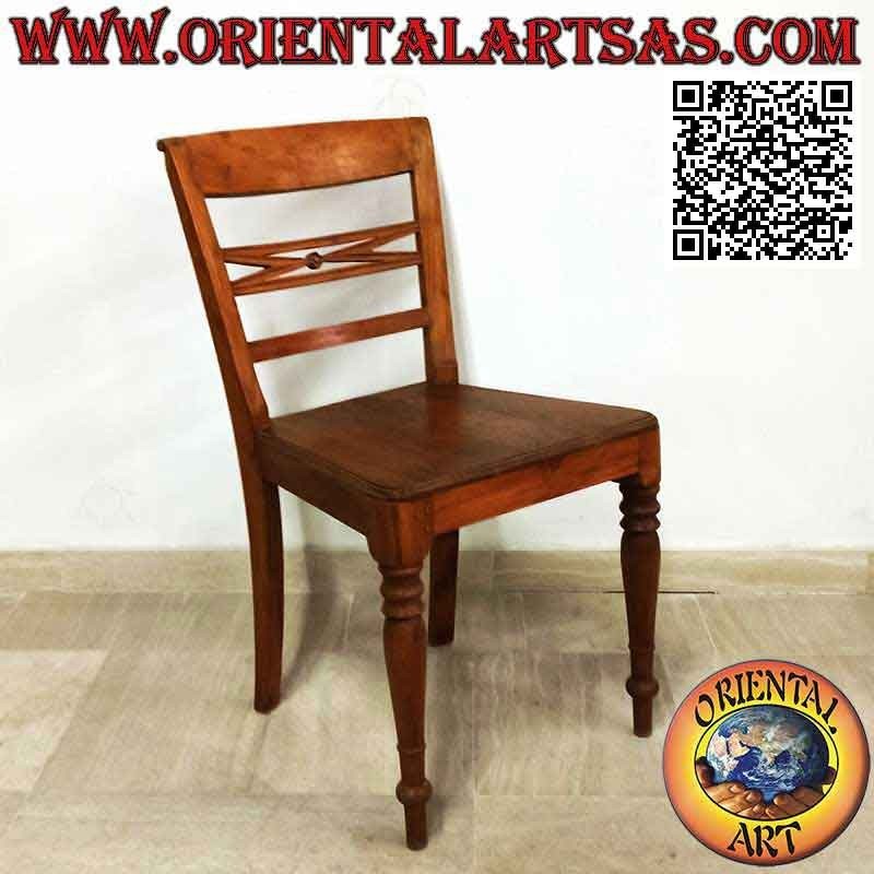 Silla estilo Raffles con fondo de madera, en madera de teca antigua