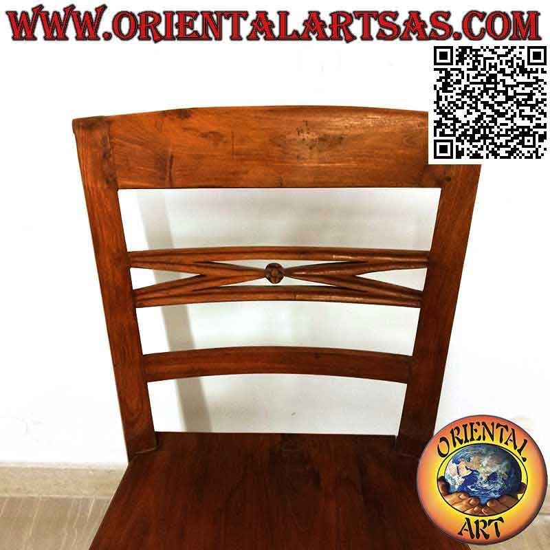Sedia in stile raffles con fondo in legno, in legno di teak antico