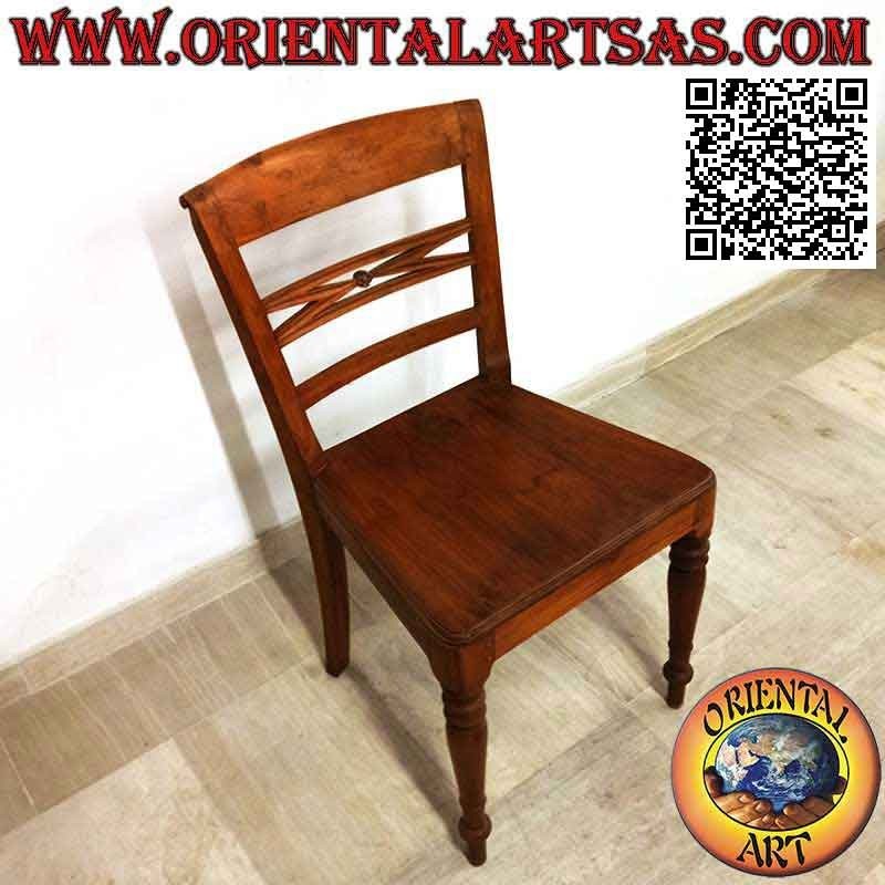 Sedia in stile raffles con fondo in legno, in legno di teak antico