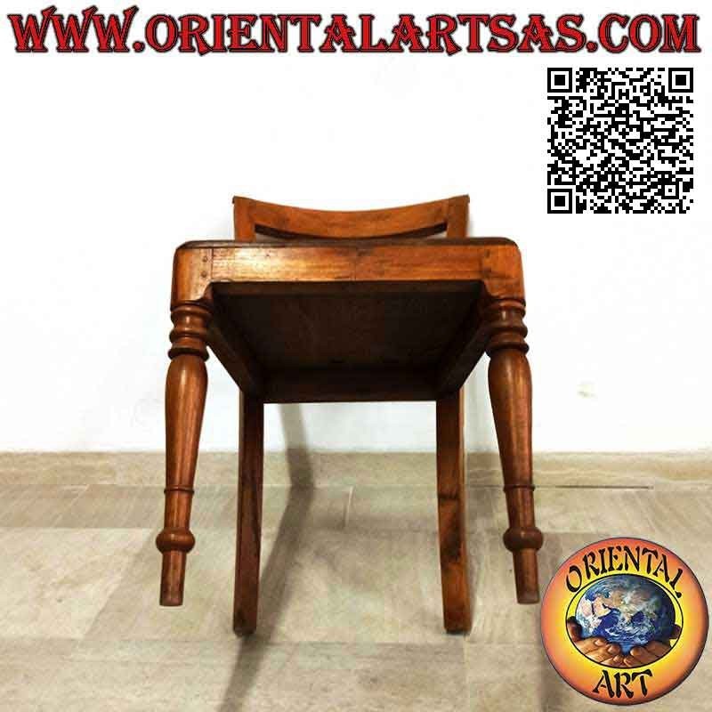 Sedia in stile raffles con fondo in legno, in legno di teak antico